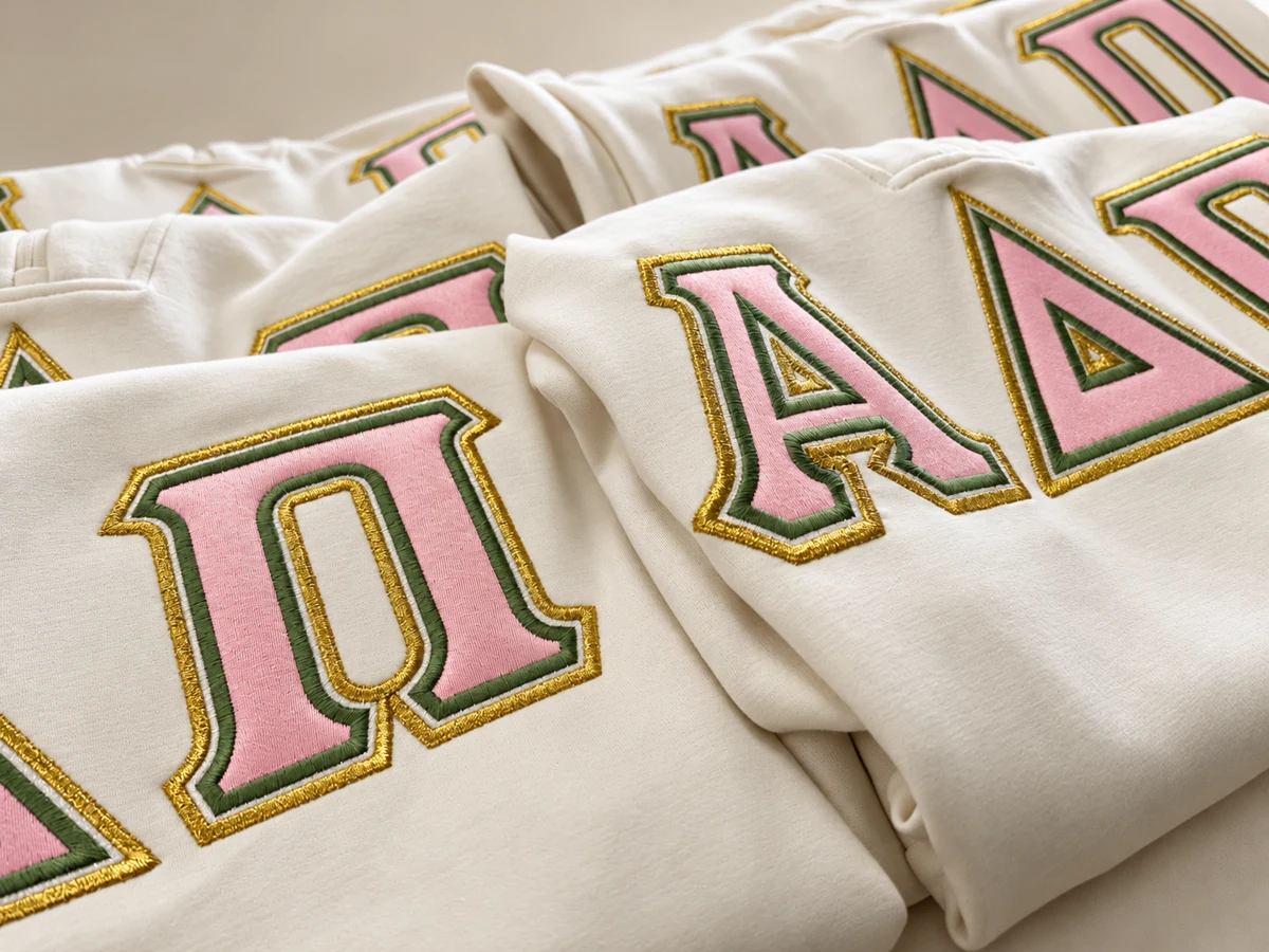 Greek letters embroidery